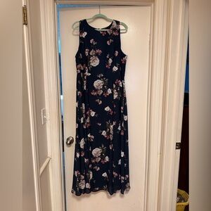 Torrid Dark Blue and Pink Floral Maxi Dress